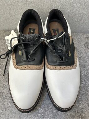 Dunlop Two-Tone White, Black & Tan Athletic Golf Shoes 10.5
